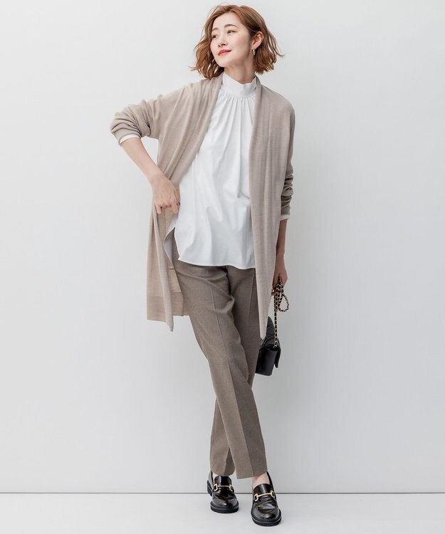 23区 【洗える】サステナブルウール ショールカラー カーディガン ブラウン系