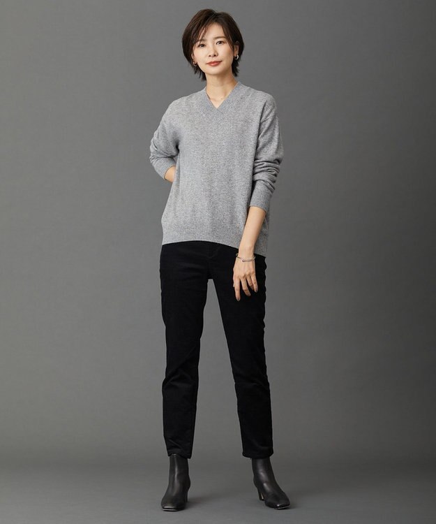 J.PRESS LADIES L 【洗える・WEB限定カラーあり】CASHMERE BLEND Vネック ニット ライトグレー系