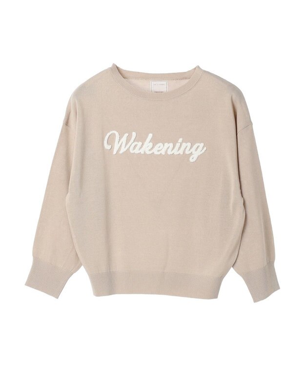 Green Parks さがら刺繍入りニットプルオーバー Beige