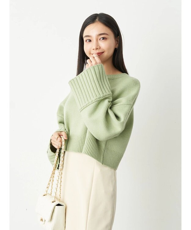 earth music&ecology ワイドスリーブプルオーバー Lime Green