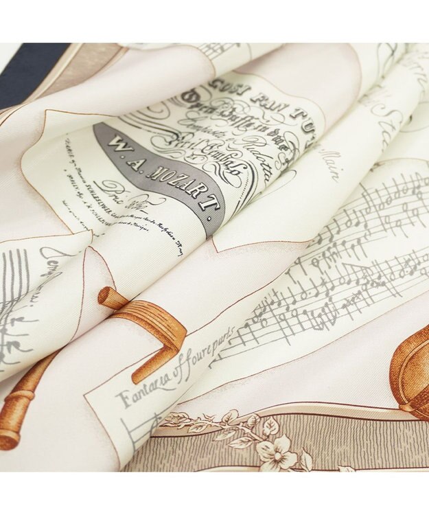 Marca 【伝統横濱スカーフ】モーツァルト  小判 シルクツイル スカーフ ネイビー