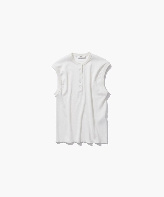 ATON FRESCA CIRCULAR RIB | ヘンリーネックプルオーバー WHITE