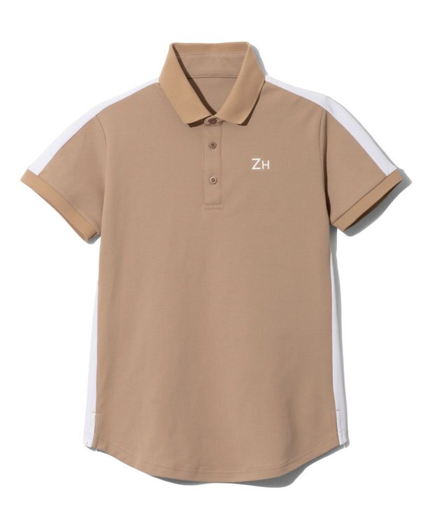 ZERO HALLIBURTON 【吸汗速乾・UVケア】 鹿の子 ラウンドヘムポロシャツ ZHG-W4A 1a 82871 ゴルフウェア ベージュ