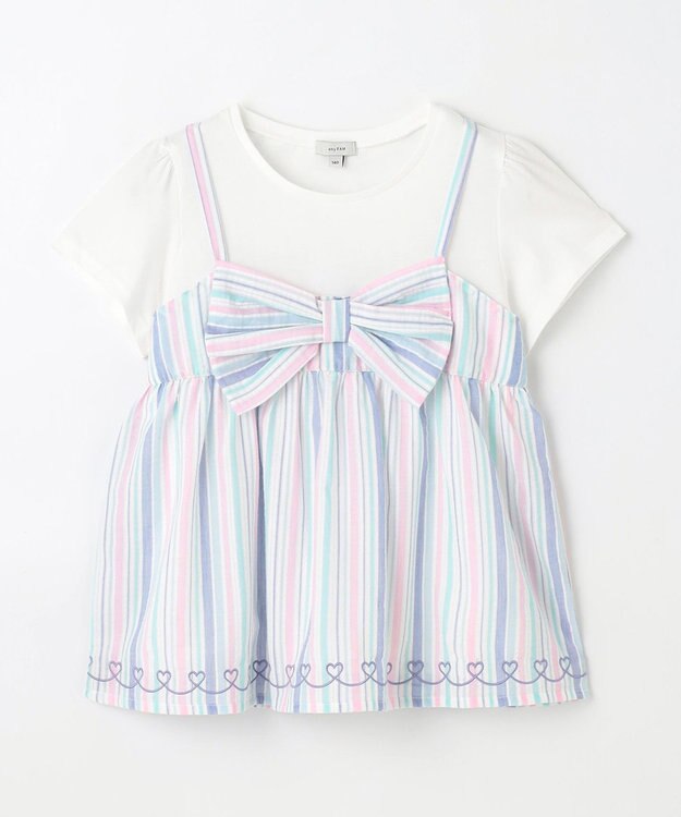 ANY KIDS キャミソール ドッキングTシャツ マルチストライプ