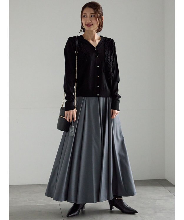 Te chichi フリルVネックカーディガン ブラック