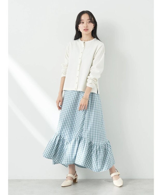 earth music&ecology イレヘムチェックスカート Green