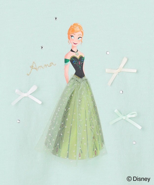 ANY KIDS 【ディズニー/FROZEN】【綿100%】袖チュール Tシャツ ミント（「アナ」）