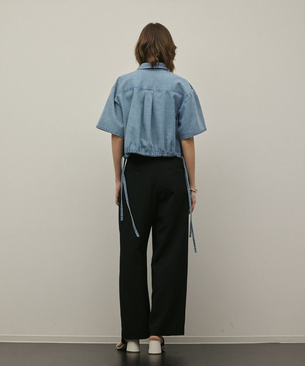 GRACE CONTINENTAL ハーフスリーブデニムシャツ ブルー