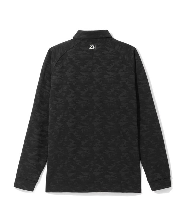 ZERO HALLIBURTON カモフラージュ柄 ジャガードポロロングシャツ ZHG-A4A 2b 82853 ゴルフウェア ブラック