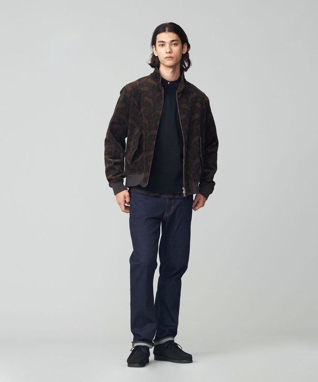 J.PRESS MEN ペイズリープリント コーデュロイ ゴルフジャケット ダークブラウン系