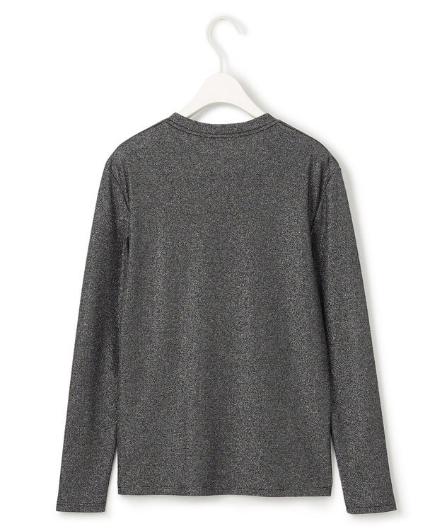 ICB 【洗える】 シャイニーリブテレコ プルオーバー ブラック×シルバー系