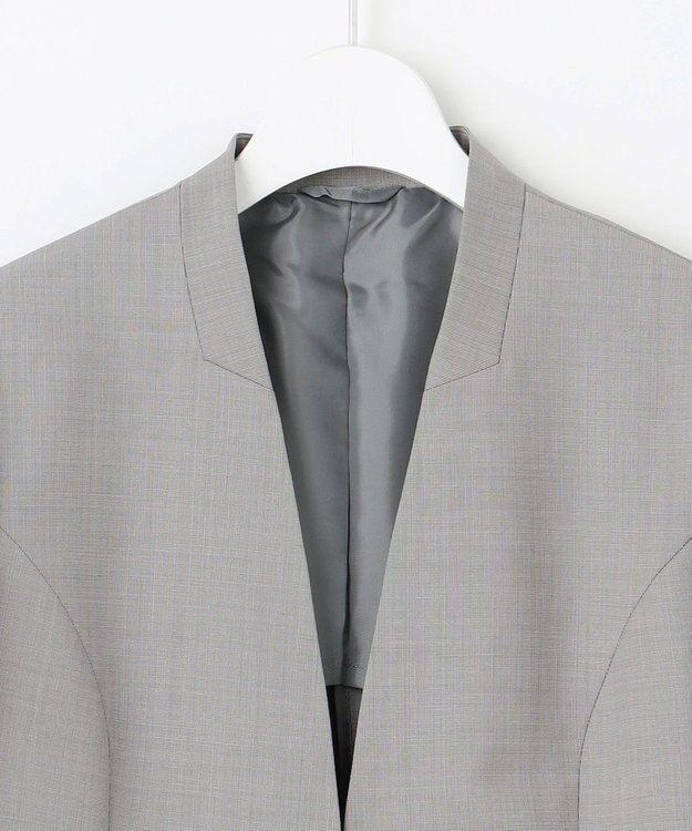 J.PRESS LADIES L 【セットアップ対応】BAHARIYE2 ノーカラー ジャケット ライトグレー系