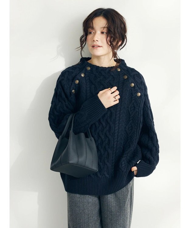 CRAFT STANDARD BOUTIQUE ラグランケーブルニットプルオーバー　 Navy