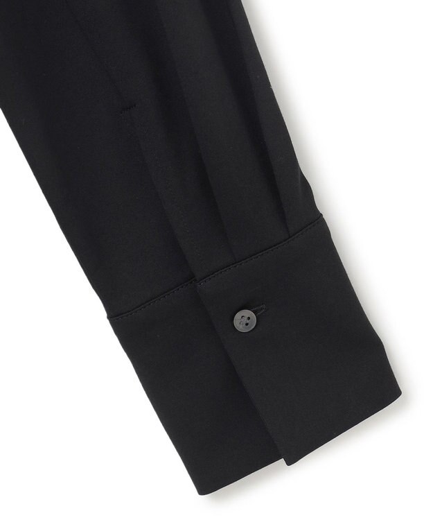 ICB L 【洗える】 ブラウスライクジャージー ロングシャツ ブラック系