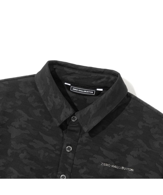 ZERO HALLIBURTON カモフラージュ柄 ジャガードポロロングシャツ ZHG-A4A 2b 82853 ゴルフウェア ブラック