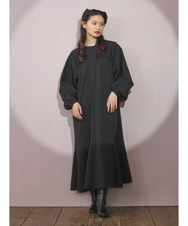 Green Parks ■ＥＳＣＡＲ　ギャザーヨークキリカエワンピース Black