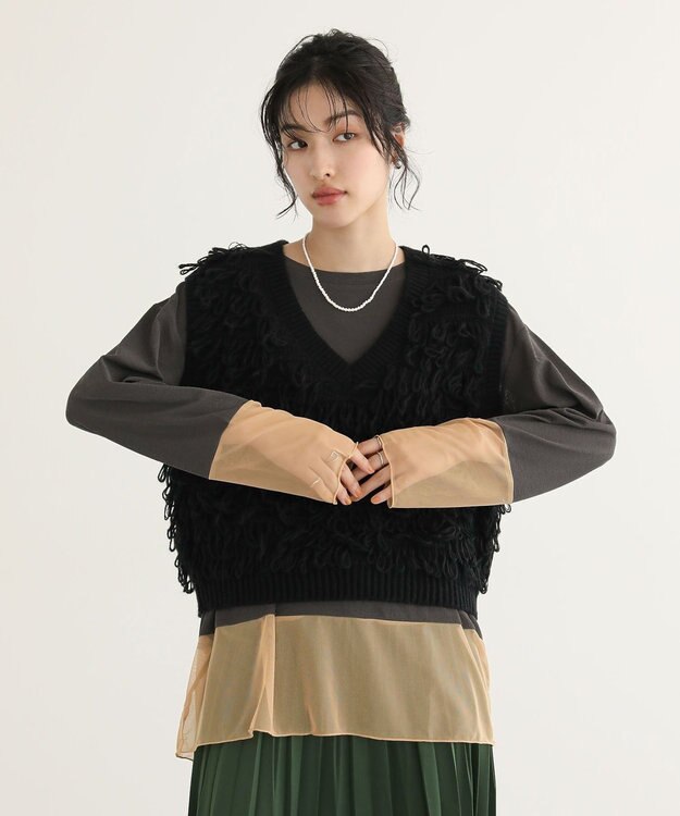 Green Parks シアーチュールドッキングプルオーバー Dark Gray