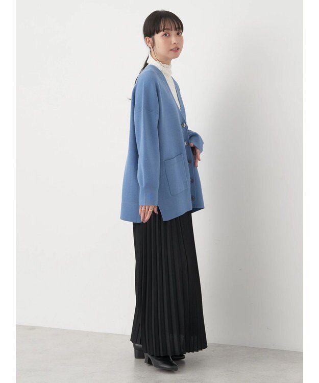 earth music&ecology やわらかタッチＶネックカーディガン Sax