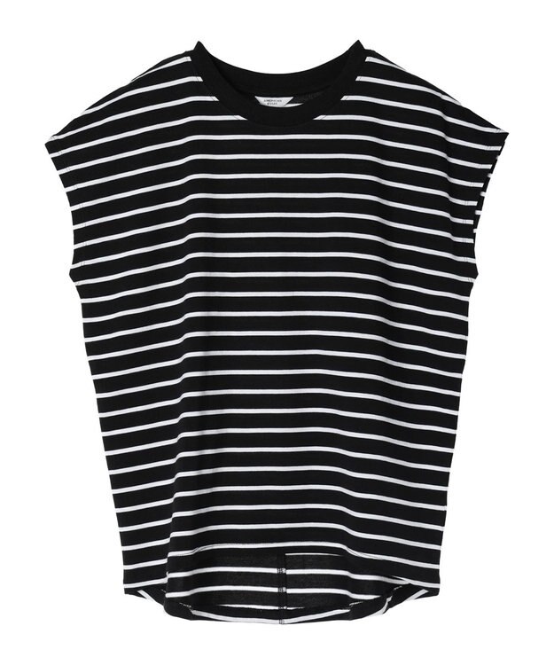 AMERICAN HOLIC 接触冷感フレンチスリーブカットプルオーバー Border Black