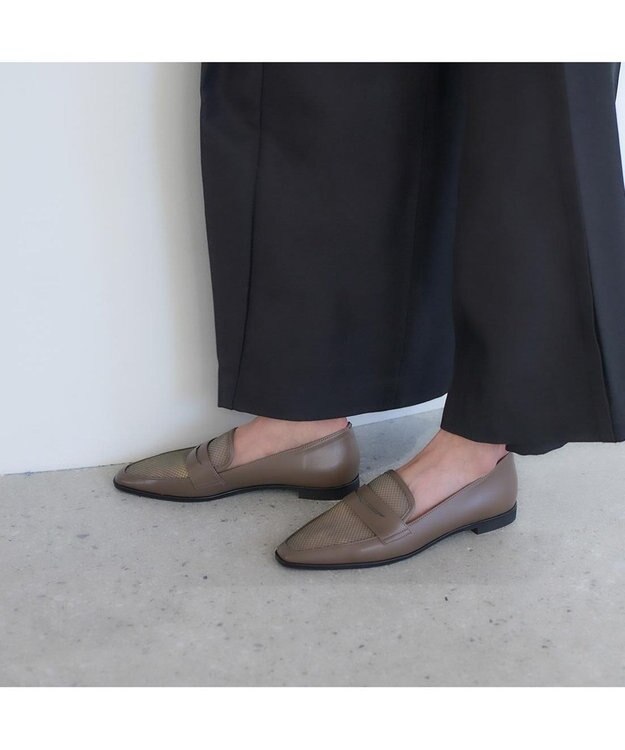 MODE ET JACOMO <carino>メッシュチュールローファー カーキ