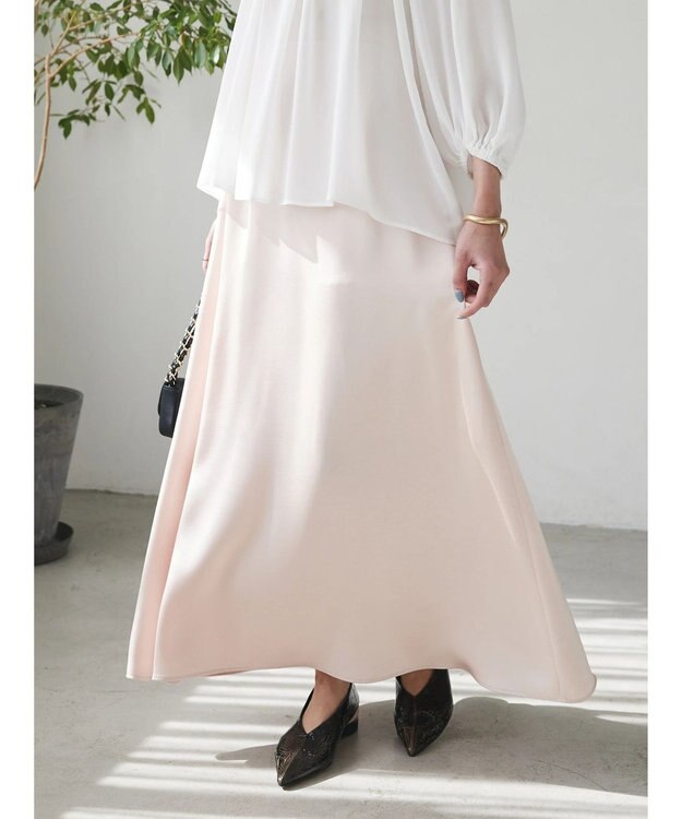 Green Parks AnriettMusee サテンナロースカート Pink Beige