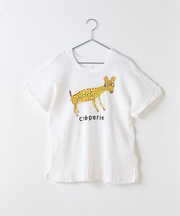 crêprie tsumori chisato creperie HAND PRINT T-SHIRT LEOPARD クレプリ レオパートプリント ドルマンTシャツ WHITE