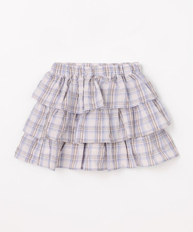 ANY KIDS 【洗濯機可能】ティアード チェックスカパン ブラウン