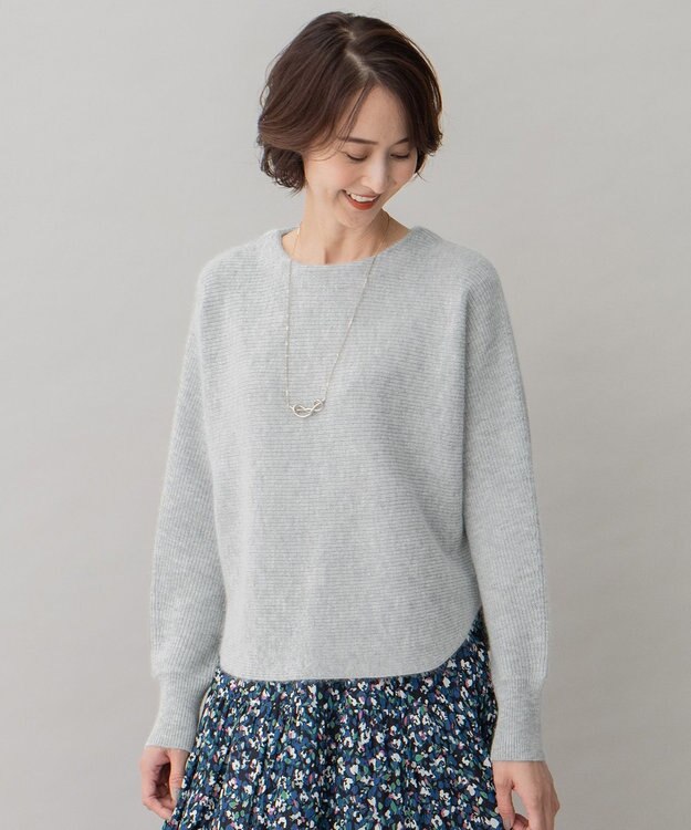 自由区 L 【洗える】シャイニールレックス ドルマンスリーブニット ライトグレー系