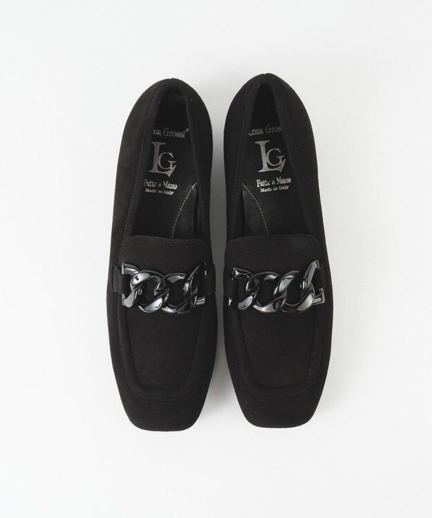 BONTRE 【LucaGrossi/ルカグロッシ】スクエアトゥチェーンローファー/H092M-WA ブラック