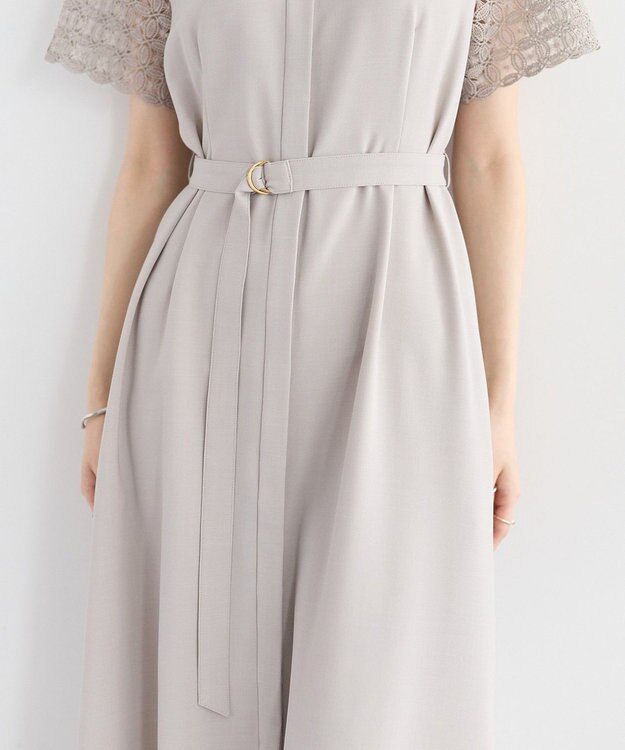 YECCA VECCA レース切替ワンピース Gray Beige