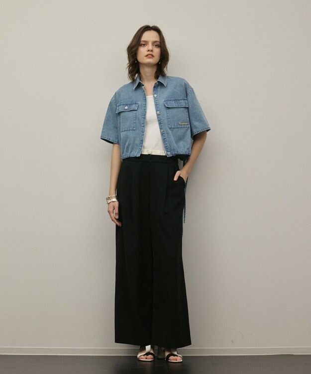 GRACE CONTINENTAL ハーフスリーブデニムシャツ ブルー