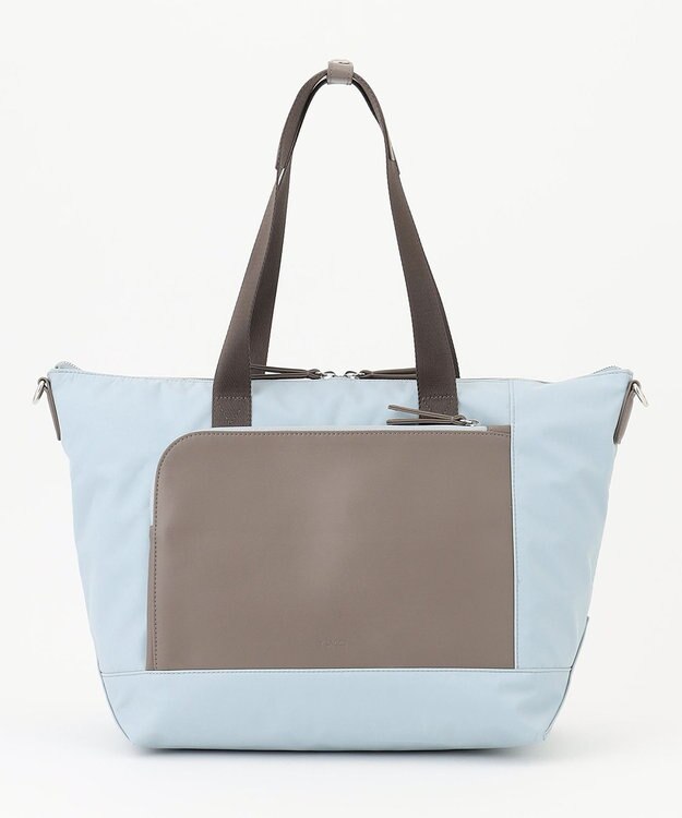 Y'SACCS ナイロン×リサイクルレザー　コンビマルチトート ライトブルー