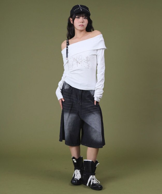 WEGO バギーハーフデニム ブラック