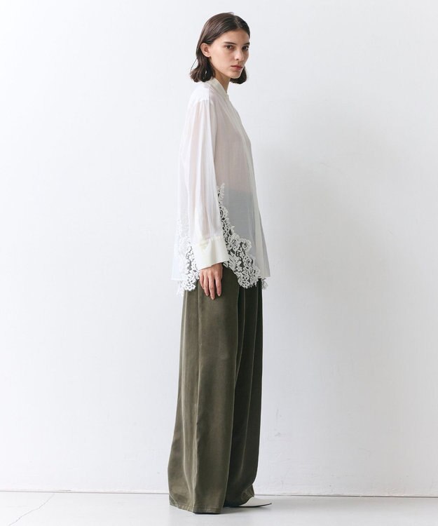 BEIGE， GALENA / コットンレースバンドカラーシャツ Off