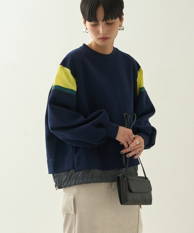 AMERICAN HOLIC ドロストライン切替ポンチプルオーバー Navy