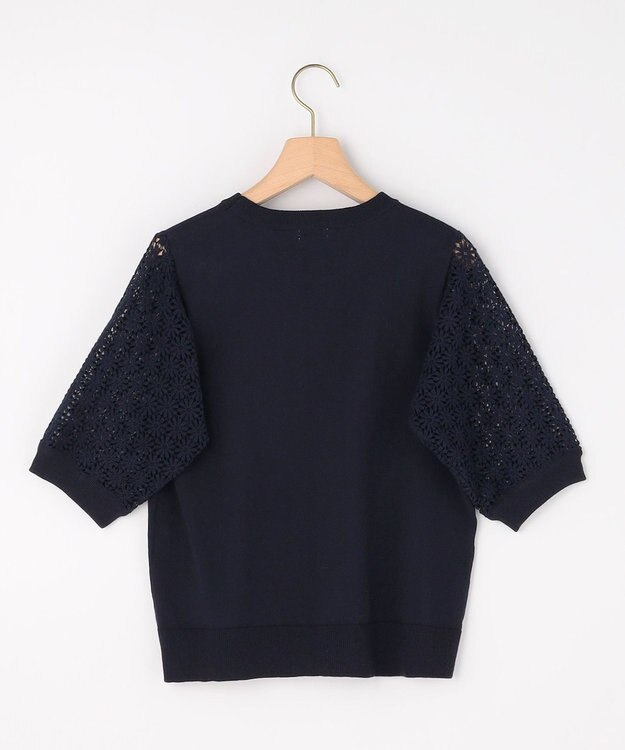 組曲 【先行予約】コットンフラワーレーシープルオーバー ニット ネイビー系