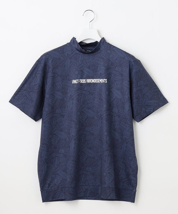 23区GOLF 【MEN】【吸水速乾・UVケア】ステッカープリント モックネックシャツ ネイビー系4