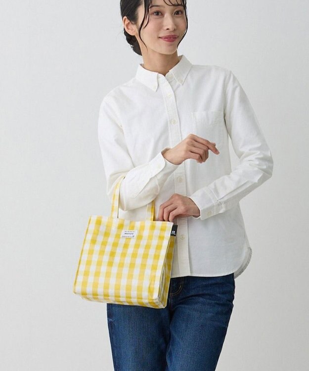 ROOTOTE 1029【ラミネート加工 正方形型 】SN.スクエア.ラミネート-Q 03：チェック・イエロー