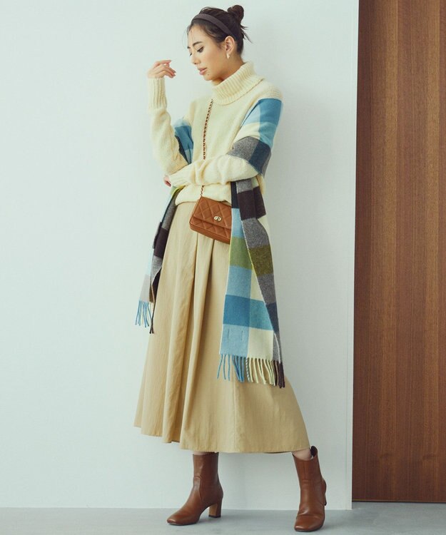 23区 【CLASSY.1月号掲載】manifattura big ウール マフラー ブルー×イエローチェック