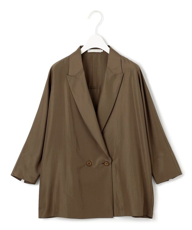 ICB 【接触冷感・UVケア・速乾・洗える】シルクエステルタフタ ブラウスジャケット カーキ系