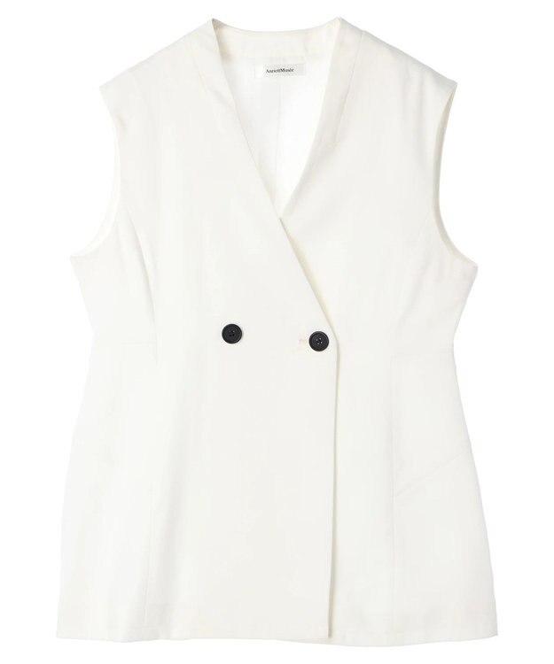 Green Parks AnriettMusee ネック切替デザインベスト Off White