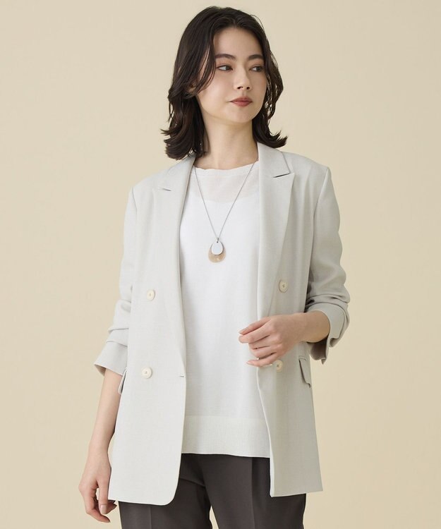 自由区 S 【セットアップ対応】リネンライクシンセティックテーラード ジャケット フラックス