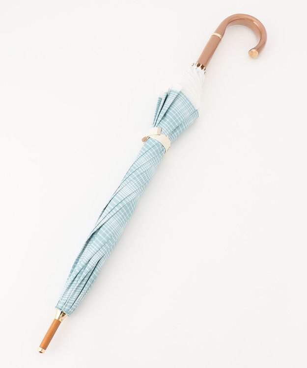 MOONBAT GRACY(グレイシー) 晴雨兼用日傘 長傘 T/C Neo classic check ナイルブルー