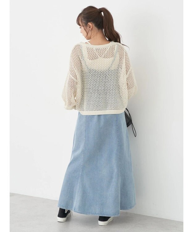 earth music&ecology スパンコールショートゆるニット Ivory