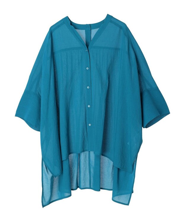 AMERICAN HOLIC バックギャザーＶネックシアーシャツ Blue Green