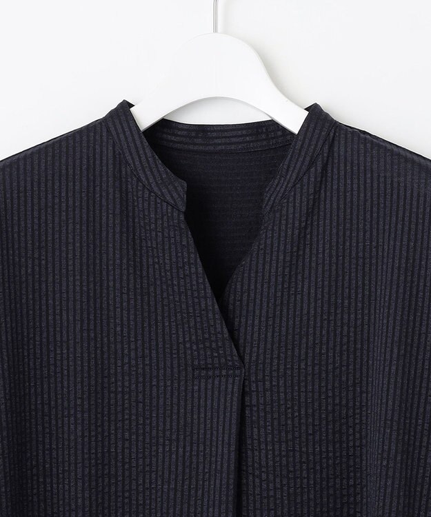 自由区 【WEB限定・洗える・XSサイズあり】シャドウサッカー ワンピース ネイビー系