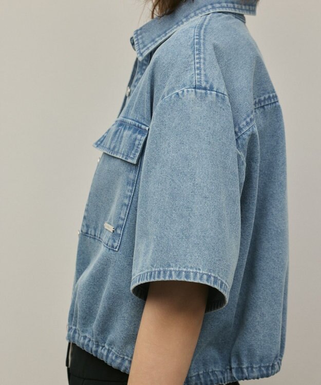 GRACE CONTINENTAL ハーフスリーブデニムシャツ ブルー