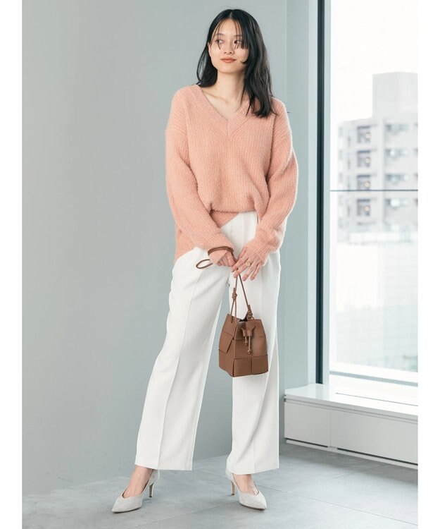 AMERICAN HOLIC モールヤーン片畦Ｖネックニットプルオーバー Pink