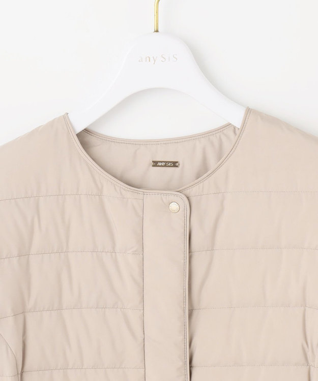 ANY SIS S 【2WAY】ノーカラーミドル ダウン ベージュ