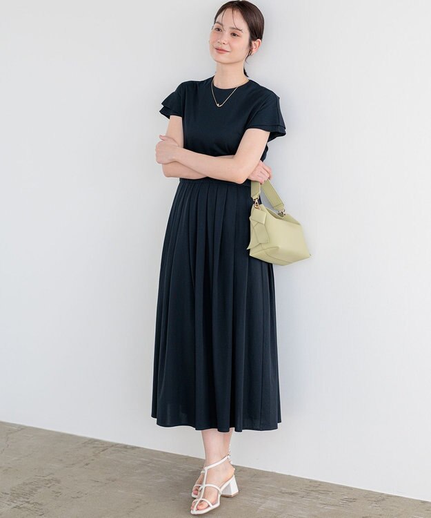 組曲 【先行予約】サマージャージーフィットアンドフレア ワンピース ネイビー系